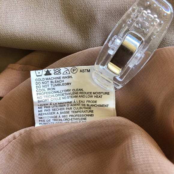 Petites Friendly Tan Mini Dress with Beaded Neckline - Picture 10 of 10